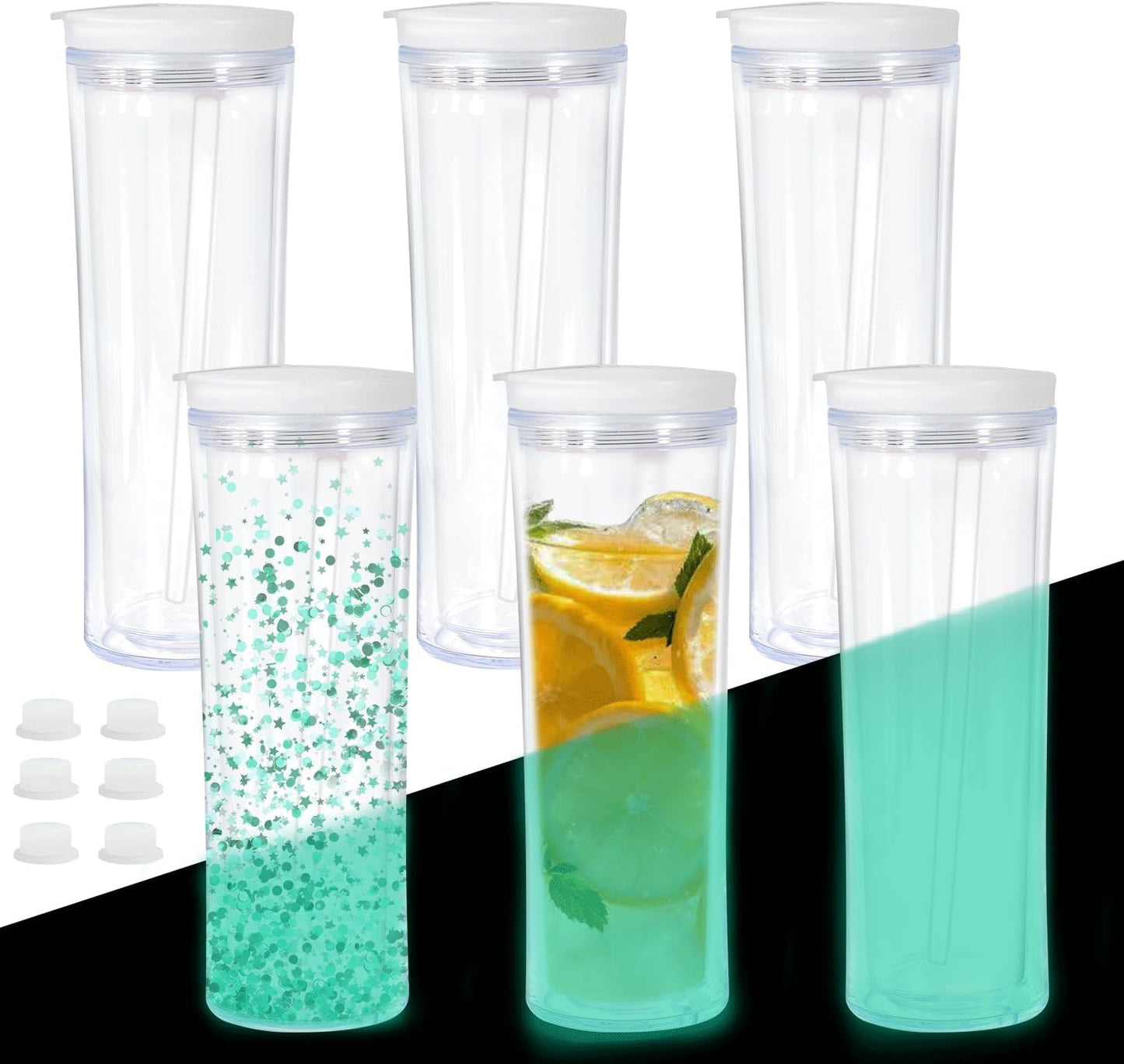 25oz snowglobe tumbler sport bottle glow in dark