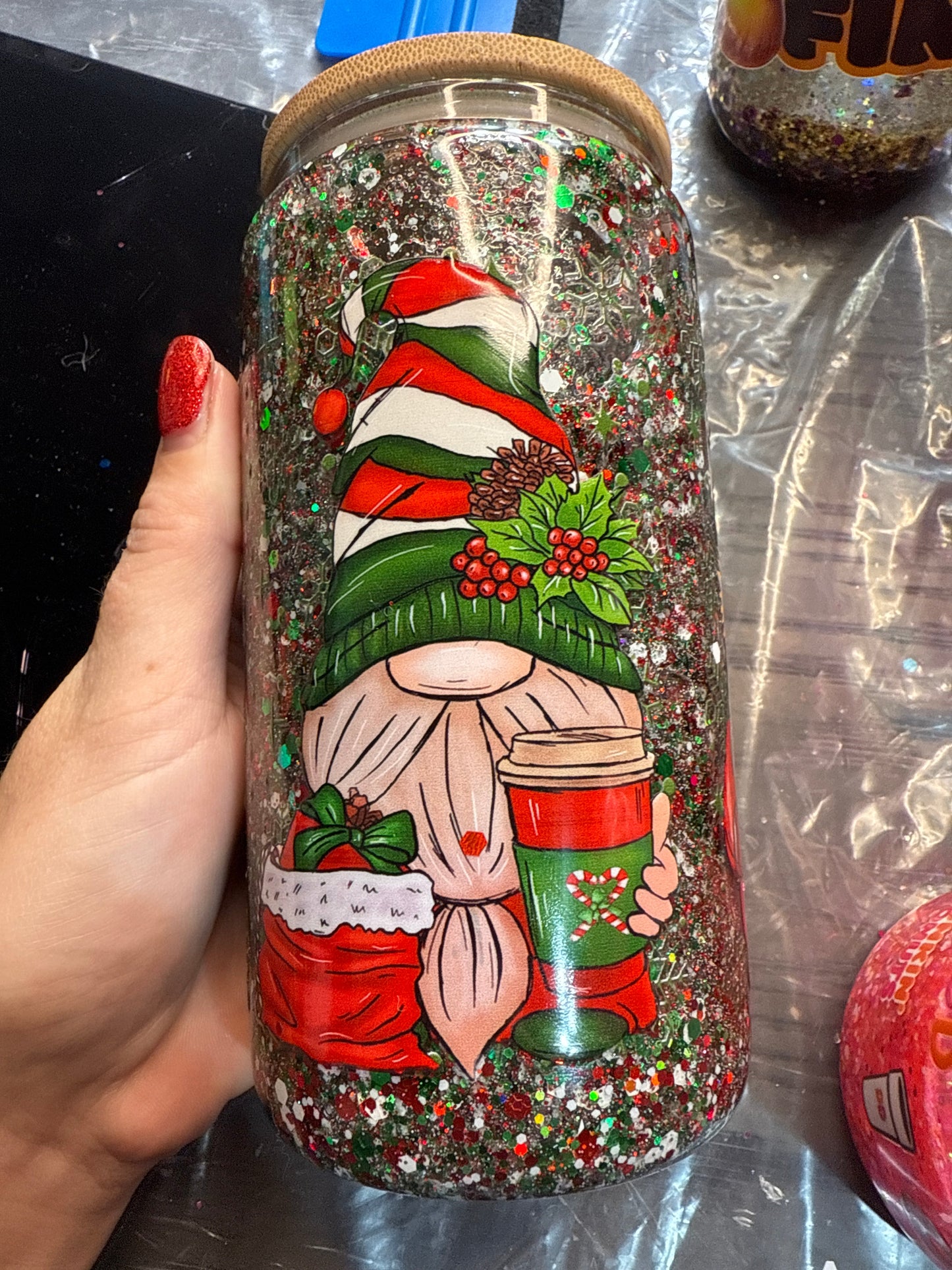 Already made snow globe tumbler